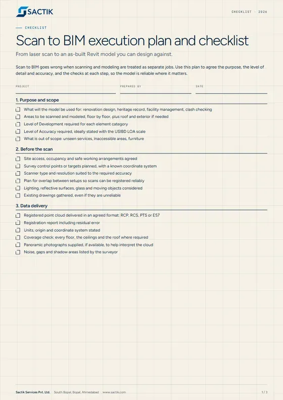 Cover of the Scan to BIM execution plan and checklist PDF